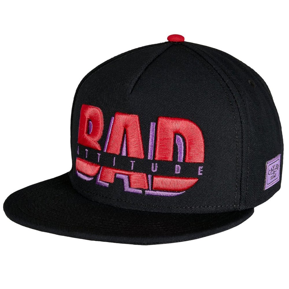 New, Cayler & Sons BAD ATTITUDE SnapBack Hat. 70s Nostalgia Black Red Cap